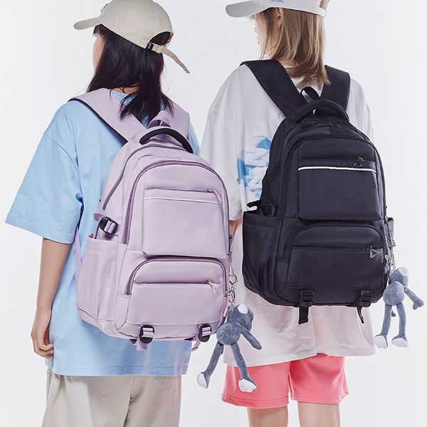 Bolso de mujer, mochila sencilla a la moda para mujer, bolso escolar con múltiples bolsillos para chicas adolescentes, nailon, impermeable, viaje para estudiantes