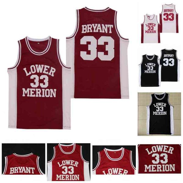 

33 bryant lower merion men high school basketball jerseys white black red color in stock fast shipping