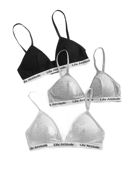 

3pack letter tape bralette set y7zv#, Black;red
