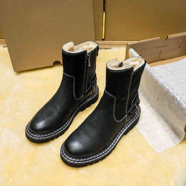 

boots thickened warm northeast snow boots women's winter british style waterproof and anti slip plush cold resistant martin, Black