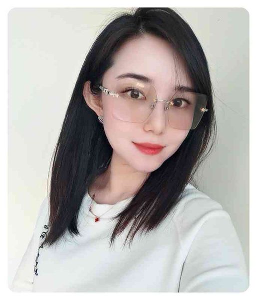 

sunglsses rystl imon str rivet leg frmeless ni sme sunglsses, White;black