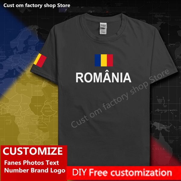 Romanya Country Flag Tişört Ücretsiz Özel Jersey DIY İsim Markası 100 Pamuk Tişörtleri Erkek Kadınlar Gevşek Günlük Tişört 220616