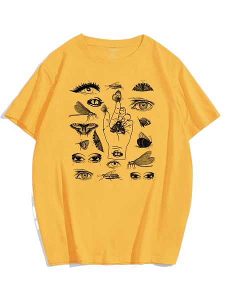 

men eyes & butterfly print tee d0ys#, White;black