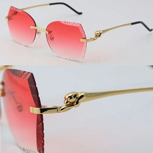 

designer sunglasses cut lens cheetah series stainless rimless metal adumbral outdoors driving sun glasses 18k gold frame man woman large fra, White;black