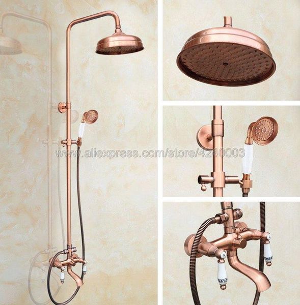 Уборные наборы для ванной комнаты Antique Red Copper 8 -дюймовый смеситель для головки двойной ручки смеситель с ручным опрыскивателем KRG544444444444444444444444444444 -бата