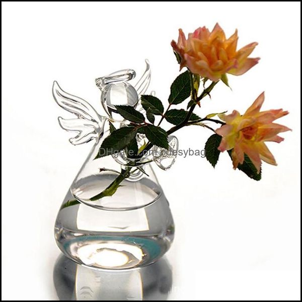 Vasos decora￧￣o de casa jardim de anjo claro vidro pendurado garrafa de garrafa terr￡rio de hidrop￴nico Plant Pot Diy Birthday Gift 2 Tamanhos DBC BH265