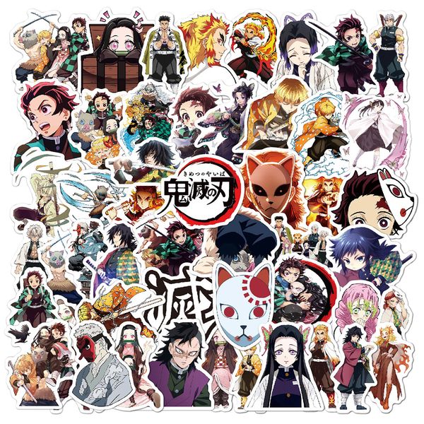 Nuovo impermeabile 10/30/50pcs Anime Demon Slayer Kimetsu No Yaiba Adesivi per cartoni animati Graffiti Decalcomanie Telefono portatile Chitarra Bagagli Adesivo per bambini Adesivo giocattolo