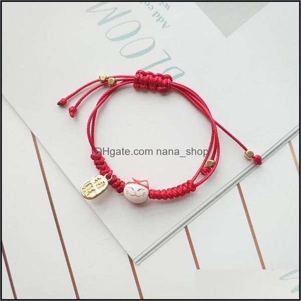Link cadeia pulseira de joias de joias cor cora de cor cor de gato sortudo para mulheres presentes de anivers￡rio de meninas charme tassel moda mane dhkao