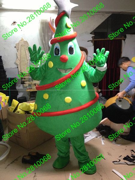 Mascote Boneca Fato Faça Eva Material Verde Árvore de Natal Mascot Trajes Crayon Dos Desenhos Animados Vestuário Festa de Aniversário Masquerade 970