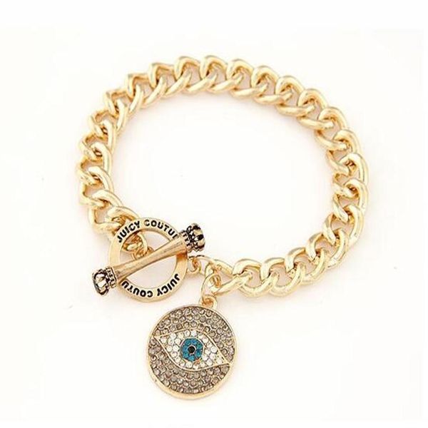 

whole-brand gold evil eye charm bracelet rhinestone ladies gold bracelets women men fashion jewelry bijoux pulsera mujer gift 2668, Golden;silver