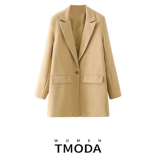 

suit tmoda331 women 2020 fashion office wear single button yellow blazer jacket, White;black