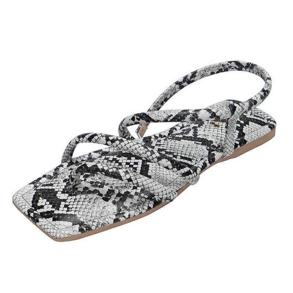 Hausschuhe Cfxxy147 Weibliche Schuhe Personalisierte Schlangenhaut Flache Sandalen Damenmode Tragen Sexy Strand 220525