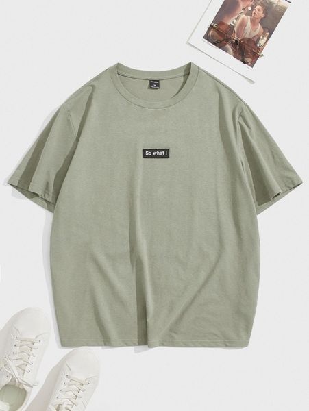 

men patched detail crew neck tee y45j#, White;black
