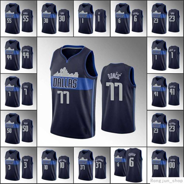 

screen print men youth women basketball luka doncic dirk nowitzki kristaps porzingis seth curry statement navy custom 75th diamond jersey, Black