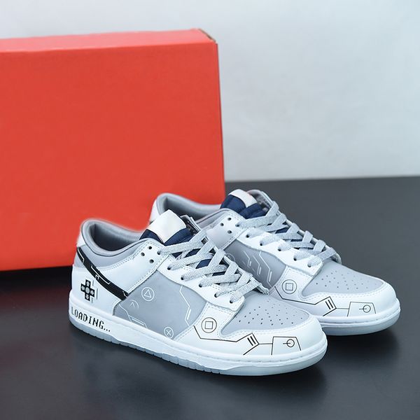 

shoes wmns duck low dk running video game chunky buckle broken boards men's women's white/gray outdoors fallow sports
