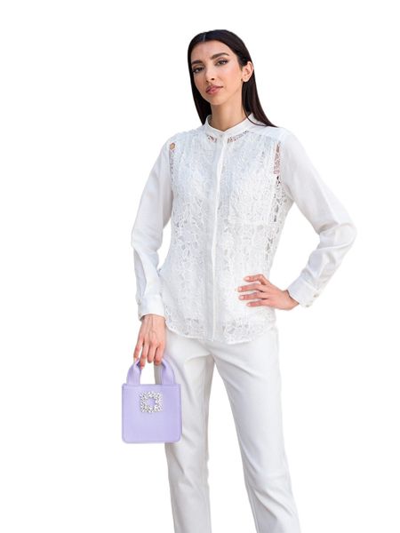 

motf premium guipure lace blouse u77c#, White