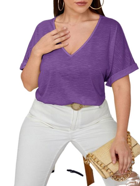 

plus slub knit cuffed dolman sleeve tee w0ja#, Black