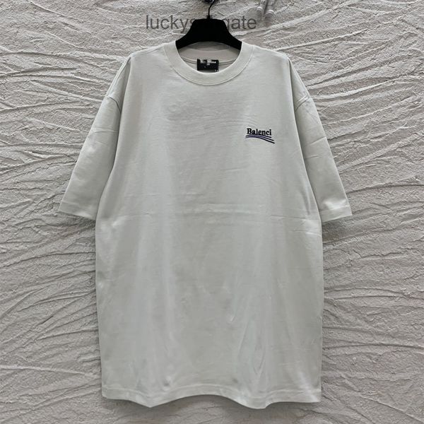 

designer bal t shirt and shirts high version summer new paris b family cola series wave embroidery loose men's women's short sleev, White;black