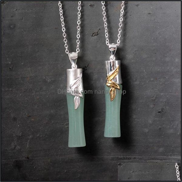 

pendant necklaces pendants jewelry gorgeous natural light green stone bamboo necklacependant drop delive dhrfl, Silver
