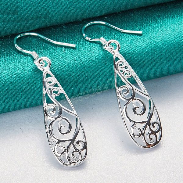 

925 sterling silver retro geometric dangle earring for women lady wedding engagement party fashion jewelry