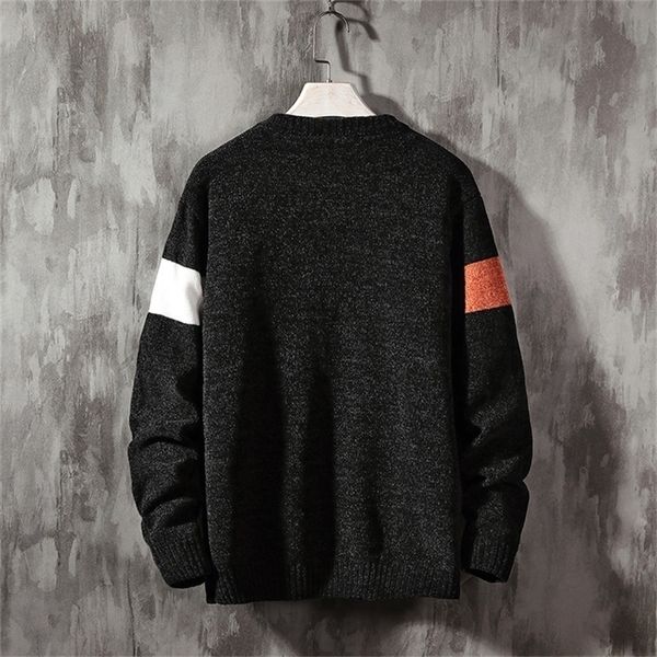 

sweater men long sleeves autumn winter pullover knitted o-neck plus asian size 5xl 201203, White;black