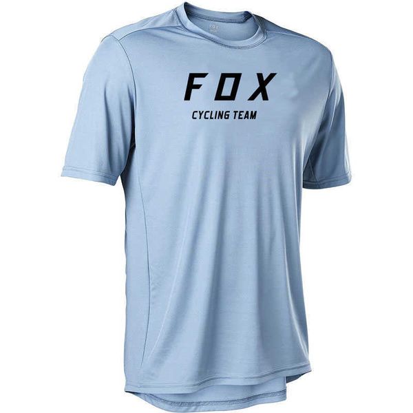 

enduro mtb jersey fox bersepeda tim lengan pendek menurun kaus lintas negara balap sepeda motor pria blus, White