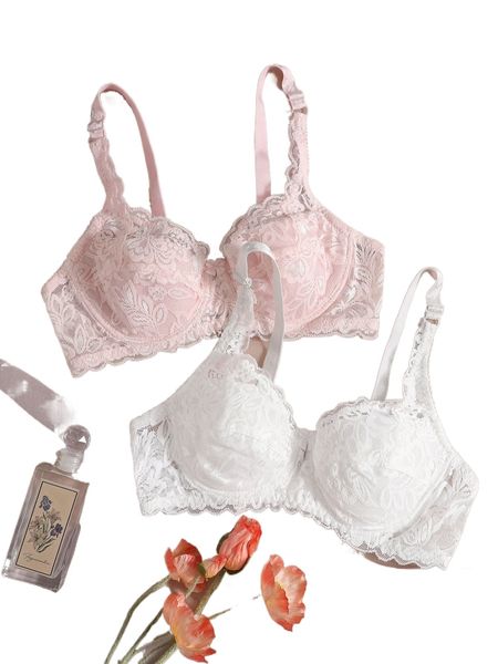 

2pack floral lace bra u5lw#, Black;red