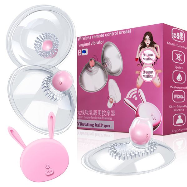 Sexy Spielzeug für Paare mit drahtloser Fernbedienung, 20-Gang-Nippelvibrator, Stimulation der Klitoris, Silikon-Brustmassagegerät, vergrößert