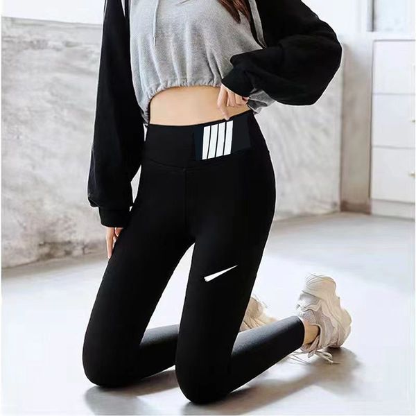 

woman tight leggings yoga pants lady slim track pant trouse outwears high waist sport capris with letters designer legging s-2xl, Black