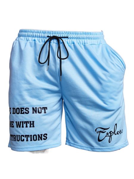 

extended sizes men slogan graphic shorts j60p#, White;black