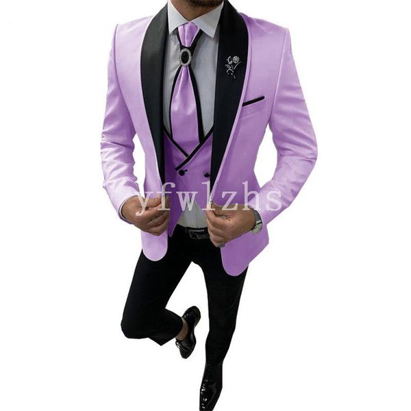 

handsome one button man's suits shawl lapel groom tuxedos groomsmen wedding/prom/dinner man blazer jacket pants vest tie n046, Black;gray