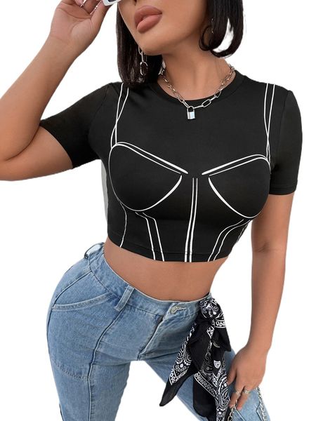 

sxy g.raphic print c.rop tee w7w4#, White