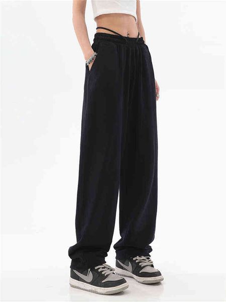 

women's pants female streetwear joggers oversize high waisted korean style fashion wide leg harajuku 2022 new sweatpants baggy t220728, Black;white