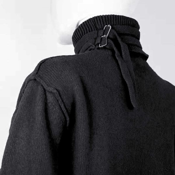 

men's sweaters [spot]raf19fw simons wool knitted high neckband buckle outer seam casual sweater bottomed shirt, White;black