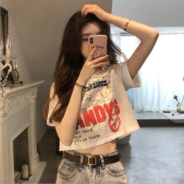 

women's t-shirt lovely style t shirt woman cute print short sleeve round neck women length tshirt omen's, White