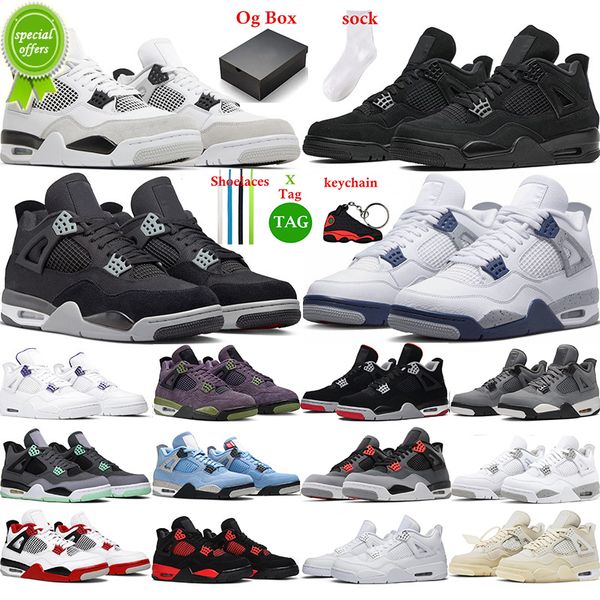 

2023 with box basketball shoes 4 for men women infrared j4 military black 4s cat fired red thunder white cement pure money purple mens train