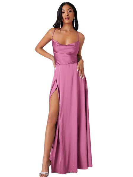 

crisscross backless wrap satin prom dress 02cp#, Black;gray