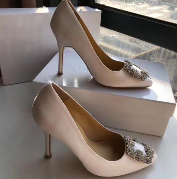 

originals box women brand pumps luxury shoes dress sandal hangisi embellished satin pump lady's heeled sandal wedding party gift 35-43, Black