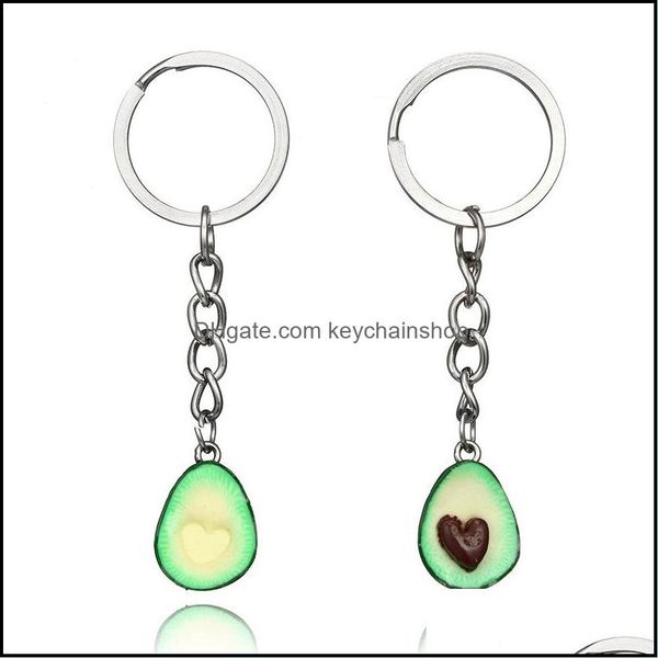 

key rings jewelry fashion heart avocado chian fruit trinket for girls women gift accessories holder charm car chain pendant drop delivery 20, Slivery;golden