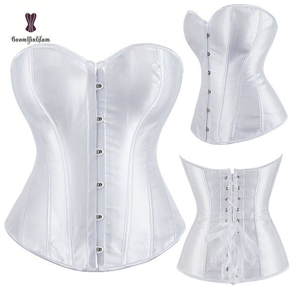 Satin Stoff Body Shapewear Overbust Mieder Abnehmen Taille Shaper Schnürband Frauen Korsett Bustier mit G String 818# 220812