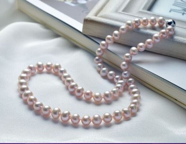 

classic 9-10mm south sea natural round lavender pearl necklace 18inch, Silver