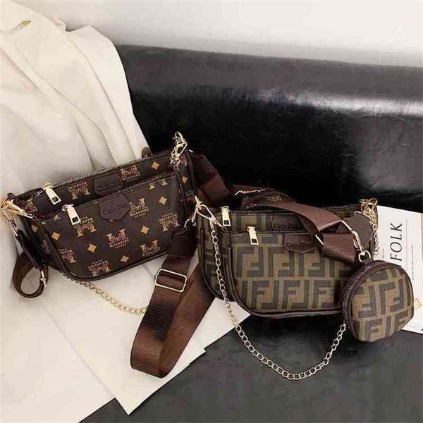 

2022 shoulder bags fashion female foreign old flower one shoulder small square printed chain bag