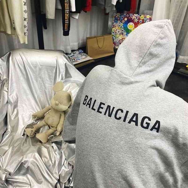 

2022 designer bal hoodies and coats new hooded sweater paris fashion br back letter plush sweater printed pullover men's women's c, Black