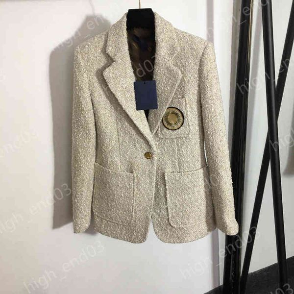 

designer womens blazer jackets fashion brand embroidery logo badge on the chest slim fit tweed coats luxury women clothing apparel, Black;brown