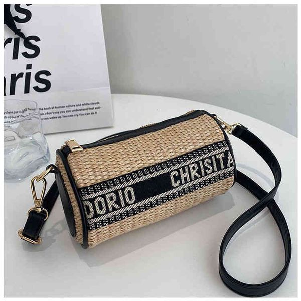 

factory super discount 73% off straw pen method stick inclined back women's single shoulder round bag rattan woven versatile leisure re