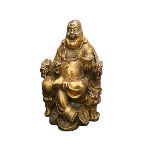 

china brass statue maitreya sitting buddha fengshui copper statue, Black