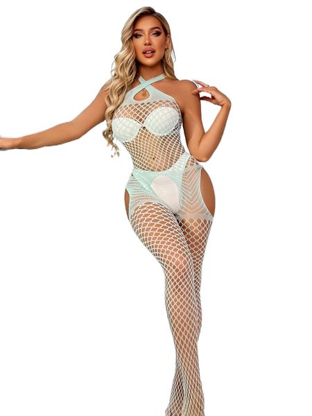 

cut-out cross crotchless bodystocking l2j8#, Black;red