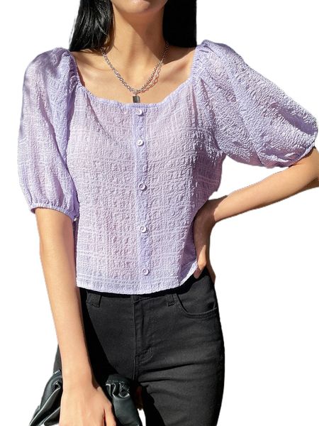 

dazy textured button detail blouse d6ub#, White