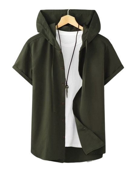 

men drawstring hooded shirt without tee p89m#, White;black