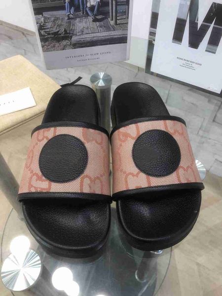 

luxury designer slippers leather ladies sandals summer flat shoes fashion beach women slippers h letter drag 35-47, Black